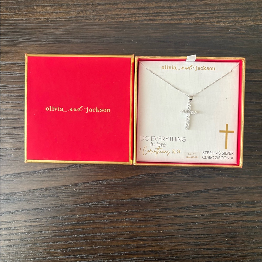 NEW Olivia and Jackson Silver Cross Necklace